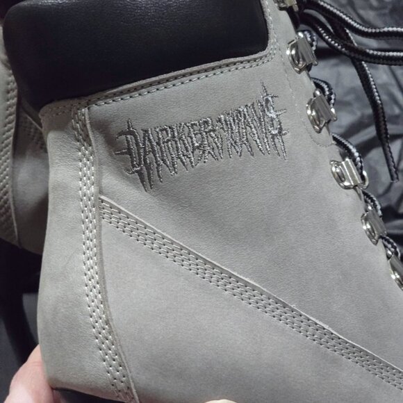 Darker Wavs ✦ Grey Suede Heeled Lace-Up Boots ✦ Charcoal Accents 4" Heel 8 NWT - Picture 5 of 16